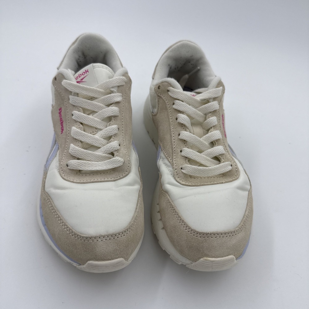 Reebok Classic Nylon Women's Sneaker Running Shoe Athletic Cream & Purple